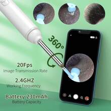 Earwax Remover With Camera And Light, Ear Cleaning Kit Set Of 8pcs, Ear Wax Removal Tool With 6-Spoon Camera Ear Cleaner, Gift For Family, Home Ear Care, Ear Hygiene, Compact Design, Lighted Ear Cleaner, USB Rechargeable, Rechargeable Device, Wax Removal Device, Home Healthcare, Grooming Essentials - 白色 - 查看 7