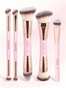 MAANGE 2/5/7件套专业化妆刷套装，便携式旅行化妆刷套装，适用于腮红刷、粉底刷、散粉刷、眼影刷、高光刷、修容刷、光晕刷、遮瑕刷、鼻影刷等各种化妆工具。采用柔软纤维制成，亲肤温和，是日常面部彩妆的理想之选，也是送给女性和女孩的绝佳礼物。赠品、专业化妆刷、全套化妆刷套装 - 粉色 - 查看 15