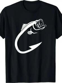 [Sporty T-Shirt]Men's Heavyweight 100% Cotton T-Shirt - Black Crewneck Tee, Plus Size Big & Tall Everyday Casual Shirt For All-Season Wear, Cotton T Shirts, Machine Washable Clothing, Fishing Graphic Tee, Comfortable Fit, Relaxed Fit, American Style, Soft Fabric, Relaxed Style, PLUS SIZE |   Relaxed Fit |   Plus Size - màu đen - Xem 6