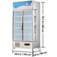 Refrigerador comercial, refrigerador vertical para bebidas, puerta de vidrio con luz LED para el hogar, tienda, gimnasio u oficina, (puerta batiente doble de 23 pies cúbicos) - 23 pasteles - Ver 10