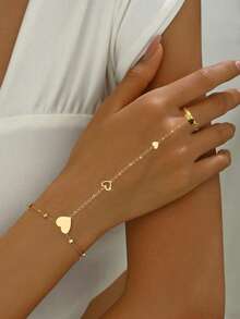 1pc Stainless Steel Luxury Gold Tone Multi-Element Ring With Clover, Butterfly, Heart & Rhinestone Decor, Versatile Accessory For Women