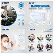 DIKEN Cubrebocas/Mascarilla, Plisado de 3 Capas con Ajuste , Unitalla, Desechables, Dispensadores con Cubrebocas. - 50 + blanco - Ver 1