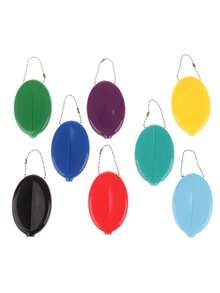 Multi-Color Small Oval Coin Purse With Chain Pendant, Can Be Used As Small Accessory, Bag Charm, Wrist Strap Keychain, Car Key Ring, Key Lanyard, Keychain, Key Chain Accessory, Key Ring, Couple Keychain, Women's Gift, Boyfriend Gift, Christmas Gift, Christmas Stocking Filler, Birthday Gift, Friend Gift, Holiday Gift, Event Souvenir, Party Favor - Multicolor - View 2