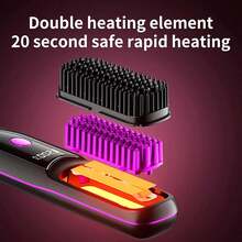 Straightening/Curling Comb, Cordless Hair Straightener With Charging Base, Fast Heating, Rechargeable Portable Hair Straightener - White - View 8