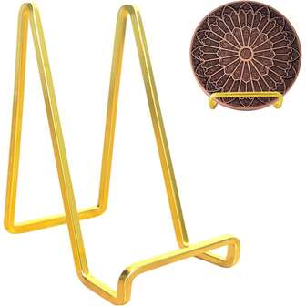 1个6英寸大型展示架，方形盘架，黑色框架，桌面画架，适用于图片、装饰盘、照片画架和艺术作品。