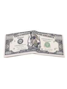 美元图案双折钱包 PU 皮革多卡位信用卡夹拉链钱包硬币男士最佳礼物钱包钱包小钱包男士钱包真皮 - 彩色 - 查看 12