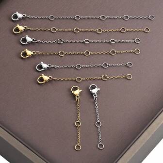5件套银色镀金不锈钢项链延长链，PVD镀金项链延长链，适用于手链、脚链和珠宝制作，不锈钢链条延长链