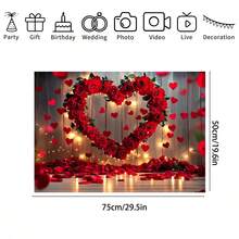 1件浪漫周年纪念摄影背景布，红粉爱心主题浪漫爱情背景，“我爱你”派对横幅装饰，适用于情人节、母亲节、影棚道具，尺寸：82.7*59.1/59.1*39.4/39.4*29.5英寸 - 彩色 - 查看 18