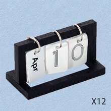Mini Adjustable Desktop Calendar, Miniature Date & Month Display Wooden Base, Desktop/Dollhouse/Craft Scene Decor (2 Color Options) - Miniature Calendar - View 8