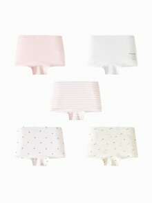 mini bala 5条装女童纯棉内裤 - 柔软透气，印花可爱 - 米色 - 查看 3