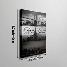 1幅纽约市黑白城市景观帆布艺术画，复古纽约海报，极简主义夜景摄影装饰画，适合卧室、客厅、公寓、宿舍装饰，可作为礼物送给她，提供无框或有框两种选择。 - 彩色 - 查看 13