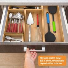 WSXC Bamboo Kitchen Drawer Organizer Wooden Storage Box For Utensil Organizer Silverware Tray Cutlery Holder Flatware Containers - Multi-Use Deep Drawer Dividers Organizer For Bathroom Jewelry 12"3"2.5" - 竹子 - 查看 2