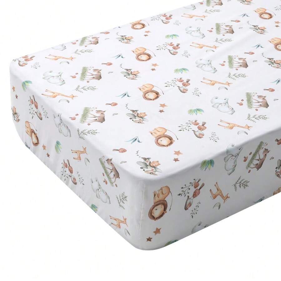 BEEWEED 1 Set Ultra-Soft Microfiber Baby Crib Sheet Set - Fits Standard Crib And Toddler Mattress, Animal Pattern Mattress Protector Cover, 1 Pack 28*52*8 Inches/71*132*20 Cm - Apricot - View 1