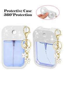 2pcs Touchland 1oz (30ml) Hand Sanitizer Spray Bottle Protective Case, 26 Flower & Letter Spray Bottle Marker, Silicone Anti-Drop Anti-Collision Protective Case With Keychain Design, Easy To Carry For Travel, Can Be Hung On Bags, Keys Or Children's Backpacks, Wear-Resistant, Waterproof, Reusable Protective Case For Touchland Hand Sanitizer Spray, Travel, Outdoor, Gifts, Halloween Gifts, Christmas Gifts