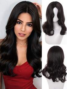 16 Inch Long Curly Wavy Wigs With Curtain Bangs, Adorable Short Hairstyle Natural Looking Heat Resistant Synthetic Wig Daily Party Use - Multicolor - View 3