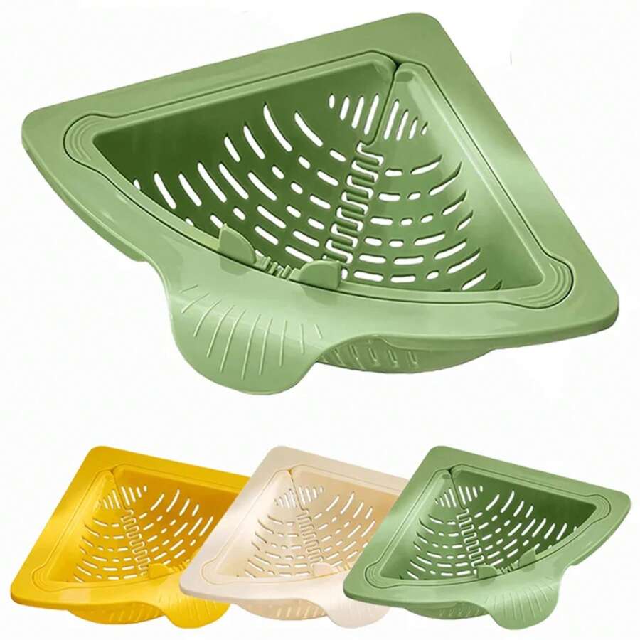 Cesta de drenaje magnética para fregadero, cesta triangular para drenaje de frutas y verduras, filtro colector de residuos de alimentos, organizador de almacenamiento de cocina UJSN - Blanco - Ver 1