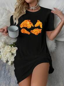 Not Gay Just Here To Party Straight Ally T-Shirt Dress Women's Dress, Casual Summer Dress - 黑色 - 查看 5