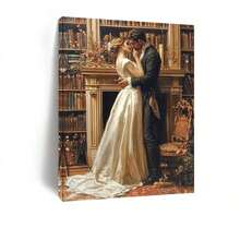 1 pieza de decoración de sala de estar enúltiples tamaños, pintura en lienzo con marco de madera, impresión retro de pareja para el Día de San Valentín, pintura al óleo de pareja, arte de amor antiguo, impresión de arte de pared enmarcada, decoración del hogar, vacaciones, adecuada para él o ella, decoración de dormitorio, decoración, trae diversión de apreciación de pintura diferente - Multicolor - Ver 6