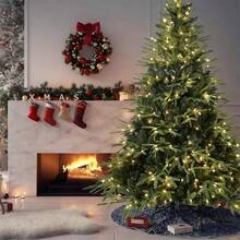 Árbol de Navidad Pre-iluminado de 4FT con Luces, Pequeño Árbol de Navidad Artificial con 150 Luces Blancas Cálidas, 856 Puntas de Ramas y Soporte Plegable, Árbol de Navidad para Decoración de Fiestas en Interiores y Exteriores (4FT) - 5 pies - Ver 3