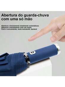 122 - Plain/Unpatterned Automatic Umbrella, Large Size, With Flashlight - Azul claro - Ver 5