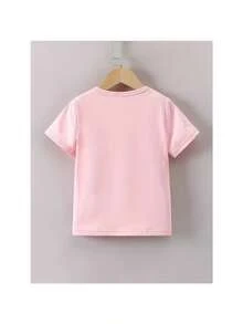 [Sanrio]Summer New "Heart Kitty" Girls' Crew Neck T-Shirt - Cute 6-8Y Girls' Short Sleeve, Sweet Element Print Design, Fits 3-12Y Girls, Comfortable & Machine Washable, Versatile For Summer Outings & Gatherings - Hồng - Xem 2