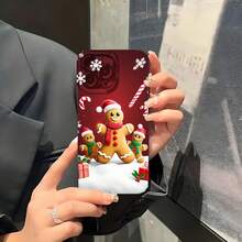1PC Phone Case ,  Gingerbread Man Snowflake Candy Cane Gift , Stylish Phone Case, Phone Decoration, All-around Lens Protection, Creative Small Gift, Funny Gift for Boys and Girls - Negro - Ver 5
