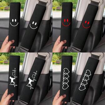 2 piezas Almohadillas para el cinturón de del coche - Protectores de hombro bordados, Cubierta de asiento universal transpirable, Fácil de instalar, Almohadillas para los hombros unisex, Se ajusta a la mayoría de los vehículos, Accesorios para el interior del automóvil