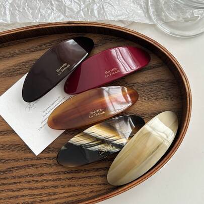 1pc/5pcs Women's Fashion Acrylic Flat Design 9.8CM Oval Hair Clips Hair Accessories, Low Ponytail Spring Clip, Simple Hairpin Accessories,Back Of The Head Hair Clip, Suitable For Girls With Short Hair Volume, Daily Wear, Festival Gift, Claw Clips, Hair Claws, Hair Slide, Hair Barrettes