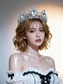 1pc Elegant Crystal Crown Bridal Headpiece, Wedding Tiara Headband For Women, Queen Party Prom Accessories Valentine's Day Accessories - nhiều màu - Xem 12