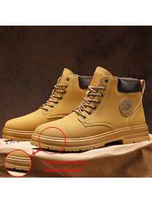 Men's Outdoor Hiking Boots, Breathable Comfortable Non-Slip Boots, Suitable For Walking, Hiking, Spring, Autumn And Winter, Pair With Jeans - Yellow - View 7