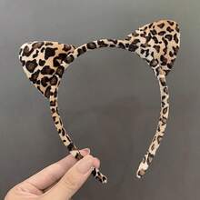 1 Cat Ear Headband Cute Super Sweet Leopard Print Headband Female Girl Jewelry Headband Headdress Net Celebrity Hairpin Face Wash - Multicolor - View 10