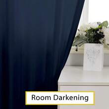 Chyhomenyc Uptown Navy Blue Faux Silk Curtains 96 Inch Length 2 Panels For Bedroom, Shiny Luxury Room Darkening Slub Textured Soft Fabric Rod Pocket Window Drapes, Each 40x96 Inches, 8 FT,NavyBlue40inchWx96inchLPackof2 - 海軍藍40吋寬x96吋長2個裝 - 查看 7