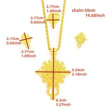 3 pièces Ensemble de bijoux classique doré creux en forme de croix, comprenant des boucles d'oreilles, une bague et un collier. Élégant et convenant aux femmes. Adapté pour les rassemblements au Moyen-Orient, les mariages, les festivals, les fêtes et les anniversaires.