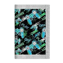 1pc Children/Teenager's Canvas Trifold Wallet, Made Of Polyester, Game Pattern, Hook And Loop Closure, Suitable For Daily Use And Holiday Gifts