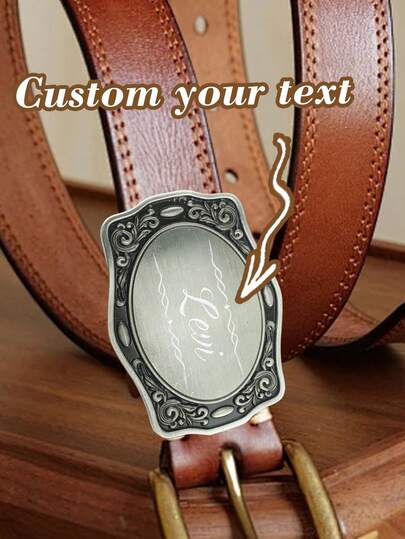 1 pieza Hebilla de cinturón personalizada y personalizable para hombres, con texto o combinaciones de letras, adecuada para vaqueros/carreras de caballos/hebillas de cinturón con estampado floral, perfecta tanto para ocasiones de negocios como casuales.