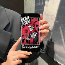 1PC Phone Case ,  Dead Inside Skeleton Rose Hearts , Stylish Phone Case, Phone Decoration, All-around Lens Protection, Creative Small Gift, Funny Gift for Boys and Girls - Negro - Ver 5