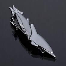 1 Pcs Tie Clip Personalityd Men'S Suit Glasses Pen Shaped Silver Creative Tableware Shark Collar Clip Accessory Gift - cá heo - Xem 7