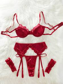 weiweihu Satin Sexy Bow Simple Sexy Underwear,Lenceria Para Mujer,Lingerie For Women>Set,Lingerie Sets For Women ,Christmas Outfit Women,Sexy Lingerie,Lingerie Sexy,Christmas Outfit Women>Lingerie,Lingerie For Women Seductive Nasty Kinky - Màu Đỏ Sâu - Xem 2