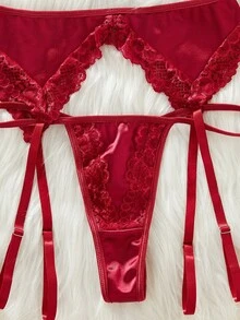 weiweihu Satin Sexy Bow Simple Sexy Underwear,Lenceria Para Mujer,Lingerie For Women>Set,Lingerie Sets For Women ,Christmas Outfit Women,Sexy Lingerie,Lingerie Sexy,Christmas Outfit Women>Lingerie,Lingerie For Women Seductive Nasty Kinky - Màu Đỏ Sâu - Xem 4