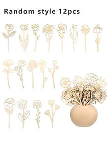 12 piezas Ramo de ramas de flores silvestres de madera natural - Margarita, Rosa, Lirio - Perfecto para decoración del hogar, boda, centro de mesa de fiesta, Pascua, Navidad, Acción de Gracias, Día de San Valentín - Sin electricidad requerida, decoración duradera - Ideal para arreglos florales DIY y decoración de mesa, decoración estacional, ramo elegante, detalles hechos a mano, ramas decorativas, compras de vacaciones (tipo de flor aleatorio) - Multicolor - Ver 12
