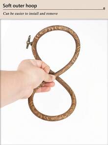 3个椭圆形棕色仿木纹复古风DIY十字绣绣绷，戳绣框，捕梦网挂环，7种尺寸可选，ABS和PVC材质，带金属挂钩，适用于万圣节、圣诞节装饰、手机/钥匙链、包包挂饰、汽车装饰品、桌面/床头摆件。 - 棕色 - 查看 7