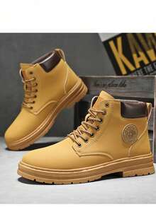 Men's Outdoor Hiking Boots, Breathable Comfortable Non-Slip Boots, Suitable For Walking, Hiking, Spring, Autumn And Winter, Pair With Jeans - Yellow - View 4