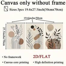 3pcs/Set Modern Minimalist Wooden Frame Canvas Posters, Boho Style Abstract Line Plant Prints Wall Art, Creative Simple Wall Decor, Suitable For Living Room, Bedroom, Kitchen, Dining Room, Classroom, Office, Wall Art, Room Decor, Perfect Gift For Art And Home Decor Lovers