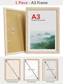 A4/A3/40x40cm Real Grain Luxury Picture Frames For Wall/Desktop, Elegant Black/Brown/Natural Oak, Versatile Document Frame With Thicker Frame Bars And Rotating Tabs, Classic Style Photo Frames - Real Grain (Upgraded Version) - View 12