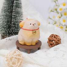 Heartwarming Wooden Dog Figure - A Handmade Puppy Carving With Warmth And Character, Infusing Life Into Your Living Space - Yellow-white Puppy - View 2