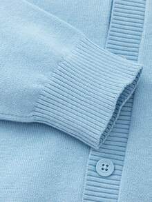 Balabala 儿童V领针织开衫，柔软纽扣毛衣 - 藍色調 - 查看 7