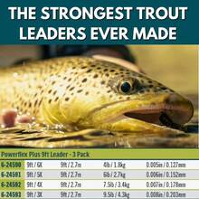 Fly Fishing Powerflex Plus 9ft Leader 3 Pack - 9' 3X - View 2