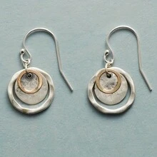 1 Pair Handmade Classic Minimalist Copper Women Earrings, Bohemian Style Simple Earrings, Dual-Tone Earrings, Suitable For Various Occasions - Two-color - View 1