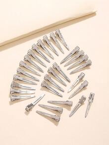 30pcs/80pcs Set Simple Metal BB Hair Clips, Minimalist Fashionable Casual Daily Claw Clips Hair Claws Hair Barrettes, School Stuff, Hair Accessories, Head Accessories, Hair Accessories For Women - Silver - View 6
