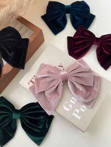 Solid Color Plush Big Bow Hair Clip, Plush Hairpin Barrette, Fluffy Hair Claw Clip Hair Accessory, Hair Slide, Hair Barrettes, Winter Accessories Women, Hair Accessories, Head Accessories - Multicolor - View 13